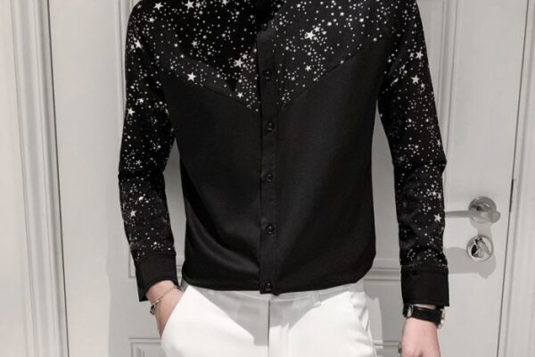 Mens black sequin dress shirt