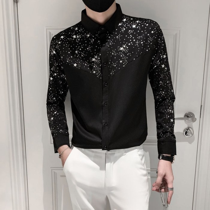 Mens black sequin dress shirt