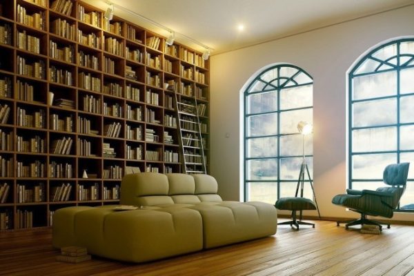 Desain interior perpustakaan rumah