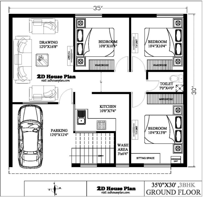 Desain interior kamar tidur 3x3 meter